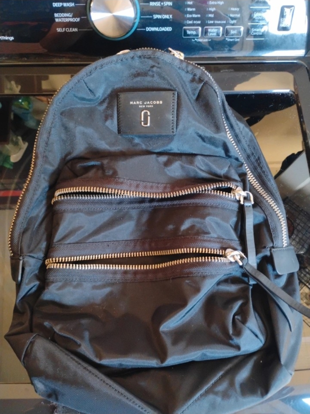 Marc Jacobs Black Nylon Backpack with Silver Hardware